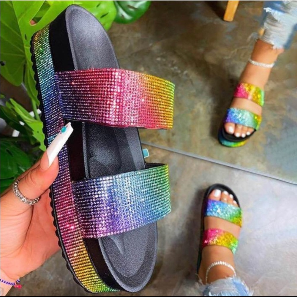 Multi-Colored Rhinestone sandals